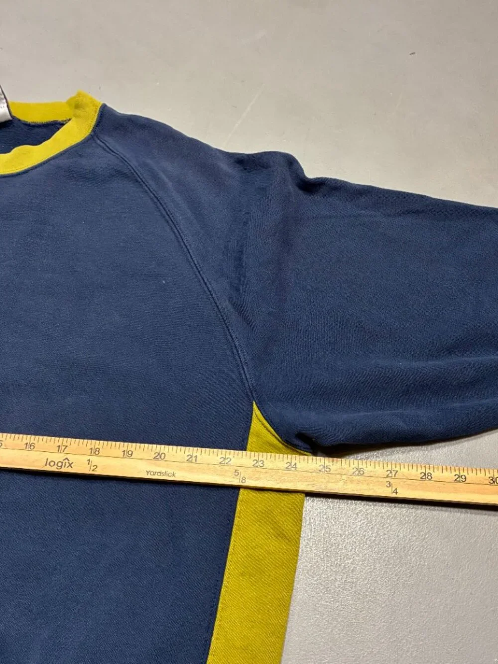 Nike Vintage 90s Colorblock Crewneck Sweatshirt, Navy/Chartreuse, Made in USA